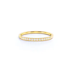 Best Offers 14k Gold Half Eternity Round Brilliant Micro Pave VVS Diamond Ring By Indian Exporters at Best Price