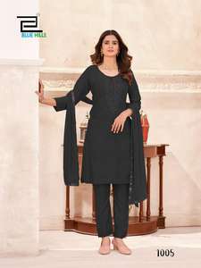 Pantalon Kurta en rayonne ethnique traditionnel à la mode avec tenue festive Nazneen Dupatta pour les femmes fête Style traditionnel adulte - Product Image 2