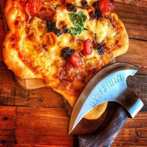 Hot Selling High Quality Hand Forged High Carbon Steel Etched Pizza <b>Axe</b> Pizza Slicer Viking Pizza Cutter With Leather Sheath - Product Image 3
