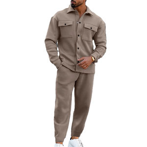 Survêtements d'hiver décontractés pour hommes de qualité supérieure 2025, légers, unis, 2 en 1, ourlet fendu, taille élastique, 100% polyester, unisexe - Product Image 1