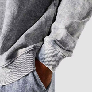 Sudaderas de Jersey de lavado ácido Vintage de alta calidad para hombres Cuello redondo de algodón Hecho en Pakistán para el invierno - Product Image 4