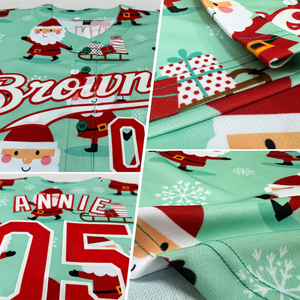 Camiseta de Béisbol Personalizada con Estampado de Santa Claus, Navidad, Botones Completos, Manga Corta, Ropa de Equipo - Product Image 5
