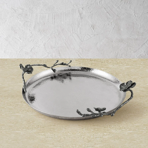 Petit plateau ovale d'orchidée noire Plateau de service floral élégant pour apéritifs Décor et cadeaux - Product Image 5