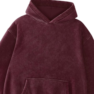 Sweat à capuche marron délavé à l'acide pour hommes Streetwear en polaire de coton épais et surdimensionné Vintage Custom Logo Plain Thick Warm Winter Fashion - Product Image 2