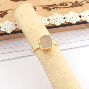 แหวนซ้อนอัญมณีที่ละเอียดอ่อนคริสตัลบําบัดแท้มูนสโตนแหวนปรับทองเหลืองสีเหลืองทองชุบแหวนพลอยเดือนมิถุนายน - Product Image 3