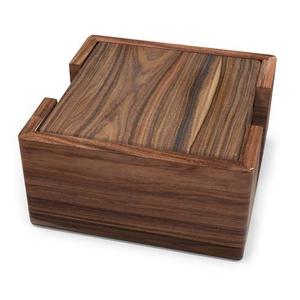 Plateau de Table en métal 4x4 pouces forme carrée en bois d'acacia, Table décorative pour la maison, service à thé et café, ensemble de 6 sous-verres - Product Image 4