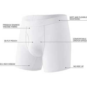 Soft Comfortable <b>Bamboo</b> Viscose Boxer Briefs for <b>Men</b> Knitted <b>Underwear</b> Classic Rise Breathable Anti-Bacterial Sustainable - Product Image 4
