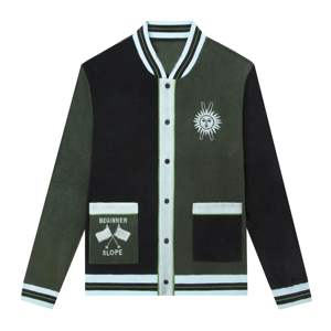 Green Apres Ski Cabana Jacket Stylish Longsleeve Design with Beginner Ski Inspired <b>Details</b> Snap Placket and Cozy Terry Cloth - Product Image 1