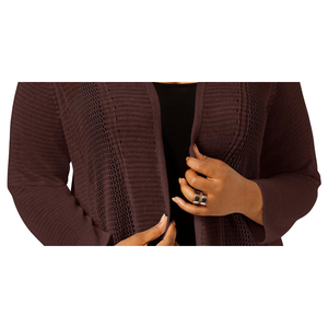 Cardigan Leggero da Donna Alfani con Cuciture Miste, Marrone, Taglia 0X, Stagione Autunnale, Design Stampato in Cashmere e Lana - Product Image 2