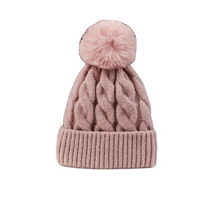Color sólido Otoño Invierno niña tejer gorro Jersey esquí Gorro con pompón estilo Hip Hop playa aplicable - Product Image 2