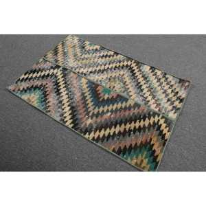 Tapis turc vintage 2,1 x 3,1 pieds, petit tapis, tapis en laine camouflage vert brun - Product Image 2