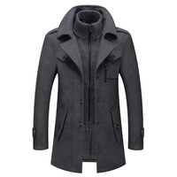 Service OEM Manteau Classique Tendance pour Homme, Veste en Laine Tricotée 700 g/m², Manteau Simple Boutonnage Réversible à Col Rabattable en Laine