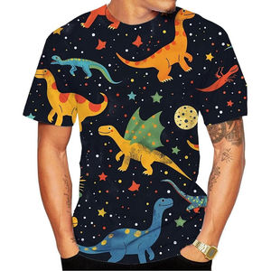 T-shirt à manches courtes pour homme, imprimé en 3D avec motif de dinosaure de dessin animé, col rond, décontracté, surdimensionné, streetwear, vêtements pour homme - Product Image 3