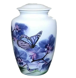 Classic and Stylish Blue Adult Cremation Urn for Human Ashes Hand Made in Brass Suitable <b>Large</b> Size - Product Image 1