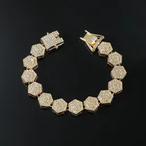 Al por mayor: Joyería de Plata de ley con colgante de azúcar de roca geométrico de 13mm, estilo Hip Hop, cadena cubana y corte brillante redondo, para regalo - Product Image 2