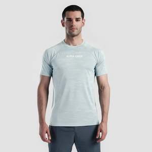 T-shirt Alpha Crew gris clair en jersey 100 % coton premium 200 grammes, compressé, pour l'exercice, avec service de personnalisation - Product Image 1