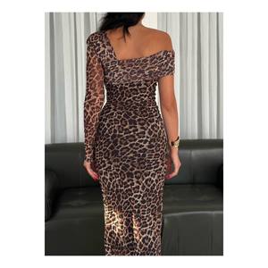 Abito da sera in Tulle Madonna leopardato monospalla - Product Image 1