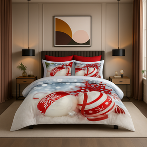 Parure de lit double moderne à imprimé numérique festif de Noël 200x220cm en coton Ranforce pour usage domestique - Product Image 4