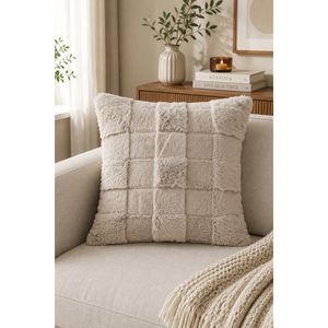 Modern Velvet <b>Sofa</b> Cushion <b>Cover</b> Mink Color Washable Ball Shape with Jacquard Woven Fur Pattern <b>for</b> Home and Car <b>Seat</b> - Product Image 1