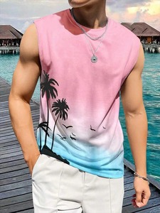 เสื้อยืดแขนกุดผู้ชายลำลองฤดูร้อนทุกวัน TT-0091ใส่สบายๆในวันหยุดชายทะเลปาร์ตี้ชายหาด - Product Image 3