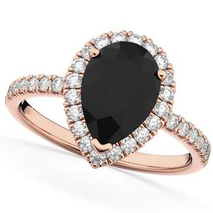 แหวนหมั้นทองคำ 14K ประดับเพชร 2.51 กะรัต รูปทรงลูกแพร์ สีดำ ดีไซน์หรูหรา - Product Image 1