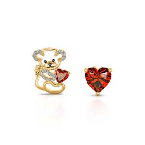ต่างหูเงินแท้รูปหมีเท็ดดี้และหัวใจ Jeulia Fall in Love สำหรับวันครบรอบ - Product Image 1