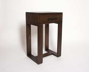 Mesita de Noche de Nogal Oscuro, Moderna, de Madera Maciza, con Cajón, Diseño Minimalista para Dormitorio, Hotel, Apartamento, Sala de Estar - Product Image 1