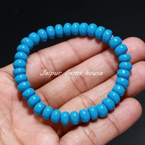 Hot Selling <b>Silver</b> Craft <b>Beads</b> Natural Blue Turquoise Smooth Rondelle Shape Gemstone <b>Beads</b> for Necklace & <b>Bracelet</b> Making - Product Image 1