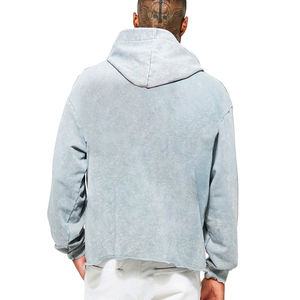 Manufacturer's Custom Oversized Acid Wash Fleece Hoodie 100% Cotton Eco-Friendly High Quality <b>Vintage</b> Washed <b>Sweatshirt</b> Men - Product Image 2