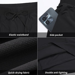 Pantalones Cortos Deportivos 2 en 1 de Secado Rápido de Alta Calidad, Cuatro Colores Sólidos, Bolsillo Lateral, Pantalones Cortos de Gimnasio Personalizados con Forro para Hombre - Product Image 6