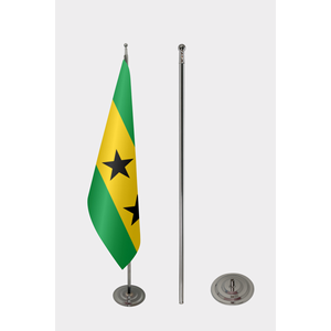 Custom World <b>Flag</b>-So Tom and Prncipe-Aluminum <b>Pole</b>-Digital Printing-Silk Material-Pennant Style-Display Usage - Product Image 2