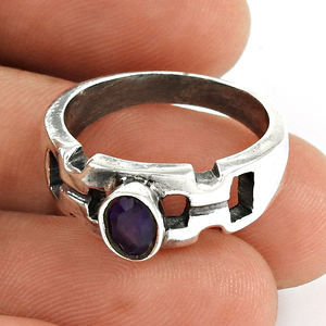 Nouvelle bague en argent sterling 925 livrée avec une pierre précieuse d'améthyste naturelle en bague de bohème en pierre de guérison de taille brillante ovale - Product Image 1