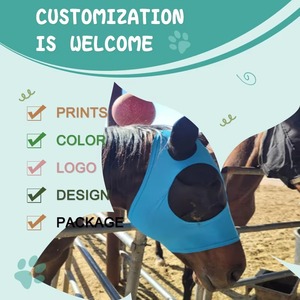 Masque anti-mouches durable pour chevaux avec protection respirante en maille rafraîchissante pour les oreilles et le nez Bloc solaire UV pour les culottes d'équitation en plein air - Product Image 4