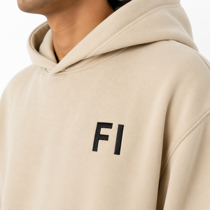 เสื้อฮู้ดดี้สีเบจแบบยูนิเซ็กซ์ ทรงโอเวอร์ไซส์ ผ้าฝ้ายเฟรนช์เทอร์รี่ สไตล์ลำลอง สตรีทแวร์ ชุดลำลองฤดูร้อน ผู้ผลิต OEM จำนวนมาก - Product Image 5