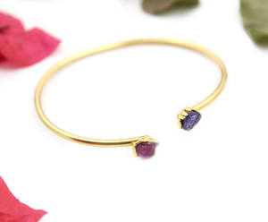 Único áspero rubí zafiro oro galvanizado pulsera joyería hecha a mano al por mayor para la India - Product Image 3