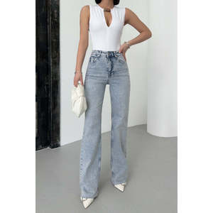 Jean coupe droite à jambe courte 7070 - Bleu moyen et Tinty - Product Image 2
