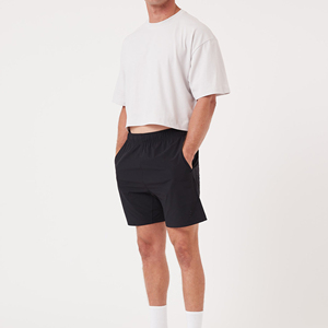 OEM Men's <b>White</b> <b>Short</b> <b>Sleeve</b> Cropped T-<b>Shirt</b> for Men Custom Printed 100% Cotton Drop Shoulder Loose fit Crop Top T <b>Shirt</b> for Men - Product Image 4