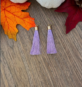 Boucles d'oreilles pompon lavande | Boucles d'oreilles violet frange Game Day | Boucles d'oreilles Kansas State Purple Pride Boucles d'oreilles frange gland - Product Image 1
