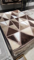 Tapis rectangulaire Adiva en polyester jacquard tissé à la machine, à poils longs, de qualité supérieure, fabriqué en Turquie à Gaziantep, pour la maison et le salon
