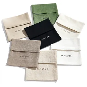 Customized Natural Cotton Envelope Gift Packaging Bags Organic Envelope Cotton Pouch