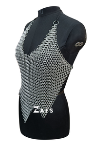 Léger Confortable Médiéval Inspiré En Aluminium Chainmail Sans Manches Halter Top Écologique Diverses Occasions Naturel - Product Image 2