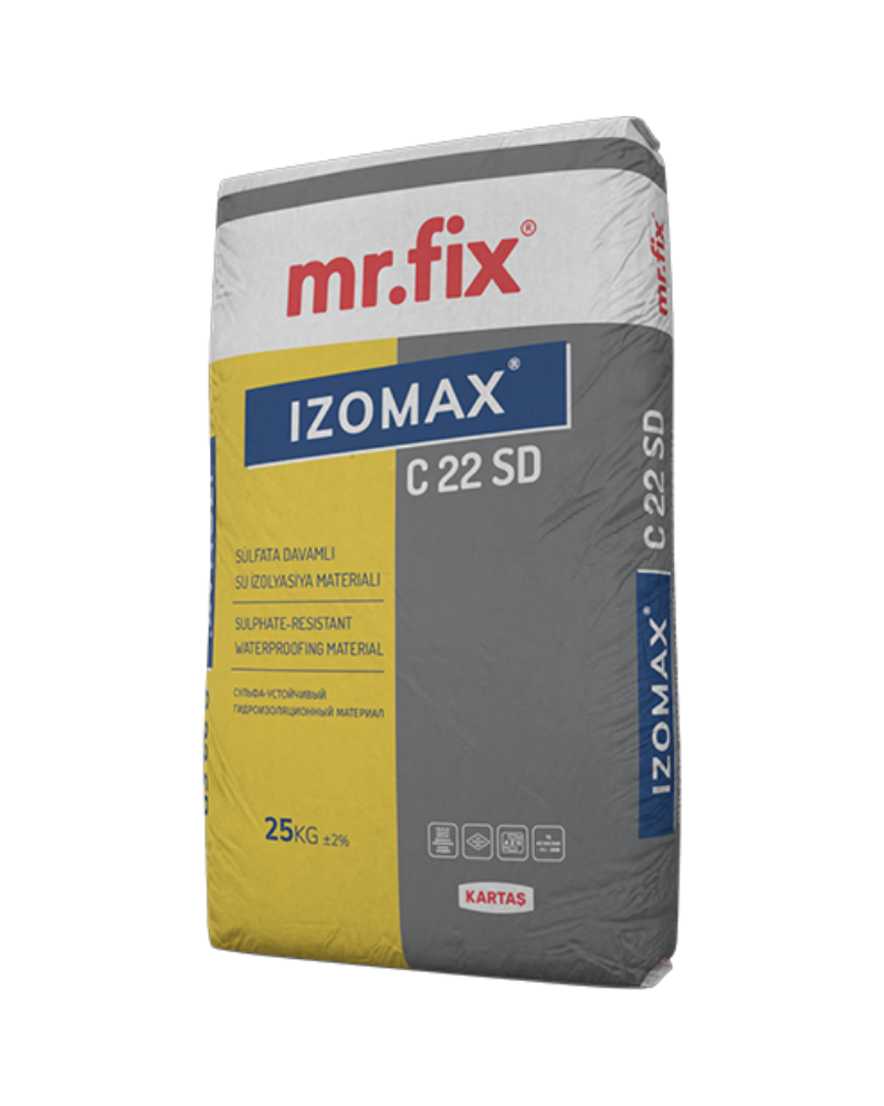 IZOMAX C 22 SD высокостойкие, обогащенные полимерами Однокомпонентные цементные шламовые бетонные смеси, примеси раствора