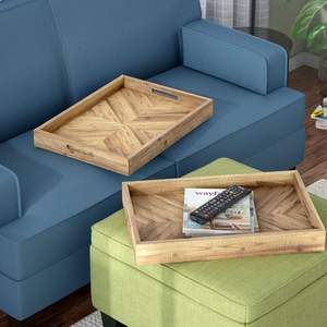 Bandeja de desayuno de bambú hecha a mano, Plato decorativo de madera para servir con asas para comer, bandejas para servir en Ramadán - Product Image 3