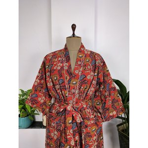 Boho houecoat ชุดกิโมโนฤดูร้อนพิมพ์ลายดอกไม้, ผ้าฝ้ายสำหรับชายหาดหรือสระว่ายน้ำ - Product Image 3