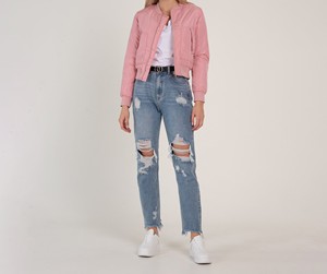 Chaqueta Bomber de Satén para Mujer de Alta Calidad 2026 con Piel de Oveja, Logotipo Personalizado, Forro de Nailon, Moda de Invierno y Otoño - Venta al por Mayor - Product Image 2