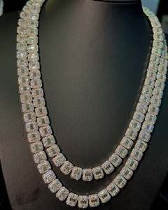 จี้เพชรโมอิสซาไนต์ VVS เงินแท้ 925 ขนาด 18 มม. ความยาว 22 นิ้ว ทองคำขาว 14K ทรงปรินเซสคัท สไตล์ฮิปฮอป สำหรับทั้งชายและหญิง รับรองโดย IGI - Product Image 1