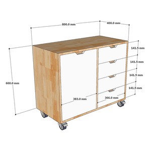 Armoire de classement mobile en bois au design minimaliste pour bureau et atelier - Product Image 4