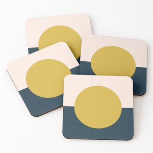 711 Mango Wood/Acacia Wood Over Printed Tea Serving <b>Coasters</b> 4 Pieces <b>Set</b> Kitchen Accessories <b>Coasters</b> Resin - Product Image 5