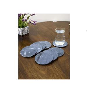 Ensemble de sous-verres en pierre de marbre naturel de style rond poli pour fête sous-verres décoratifs pour boissons et tasses à café pour boissons - Product Image 3