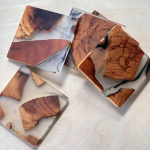 Craftsy Home Ensemble de sous-verres en résine époxy de qualité supérieure avec effet océan Dessous de verre rond carré décoratif en résine époxy - Product Image 2